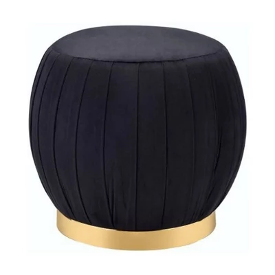 19" Zinnia Ottoman Black Velvet/Gold - Acme Furniture 1 19" Zinnia Ottoman Black Velvet/Gold - Acme Furniture