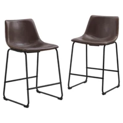 Set Of 2 Laslo Modern Upholstered Faux Leather Counter Height Barstools - Saracina Home -Baxton Studio Shop GUEST 8a89e0ae 83ad 4732 8e30 d5fe08b456a7