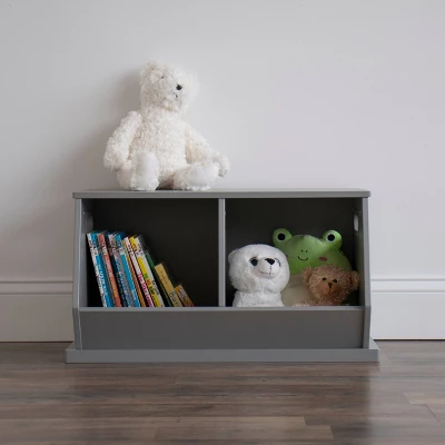 Wood Toy Storage Cubby And Kids' Bookcase Gray - Humble Crew 5 Wood Toy Storage Cubby And Kids' Bookcase Gray - Humble Crew - Image 5