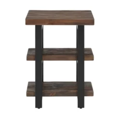 Pomona 2 Shelf End Table Reclaimed Wood Rustic Natural - Alaterre Furniture