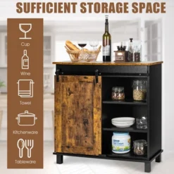 Costway Kitchen Buffet Storage Cabinet Sideboard W/Sliding Barn Door Wine Rack -Baxton Studio Shop GUEST 8bff5d57 865f 4d42 ae3c b26cdda0816d