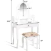 Costway Vanity Table Jewelry Makeup Desk Bench Dresser Stool White