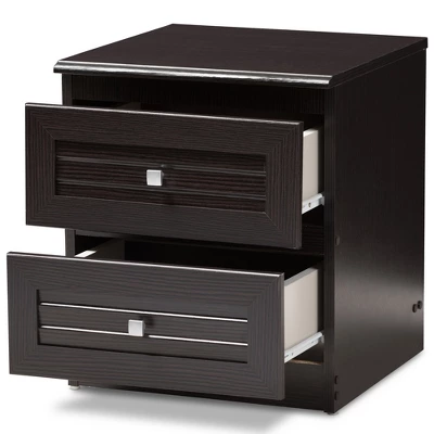 Carine Modern And Contemporary Finished 2 Drawer Nightstand Dark Brown - Baxton Studio 1 Carine Modern And Contemporary Finished 2 Drawer Nightstand Dark Brown - Baxton Studio