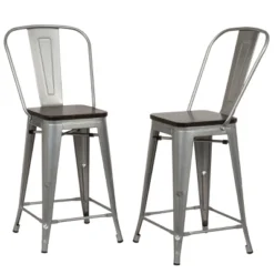 Set Of 2 24" Reed Wood Seat Counter Height Barstool - Carolina Chair & Table -Baxton Studio Shop GUEST 8caf1583 3b66 4831 a091 29f11b7afef3