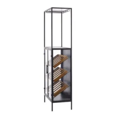 Modern Wood Standing Wine Rack Black - Olivia & May
