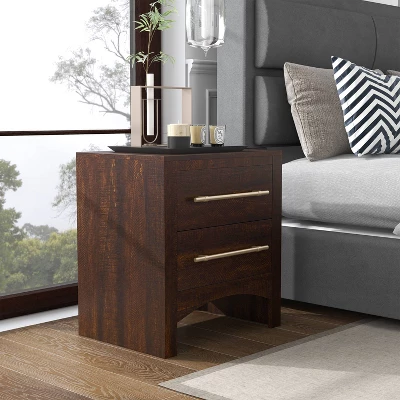 Melonnes Transitional 2 Drawer Nightstand Walnut - HOMES: Inside + Out 1 Melonnes Transitional 2 Drawer Nightstand Walnut - HOMES: Inside + Out