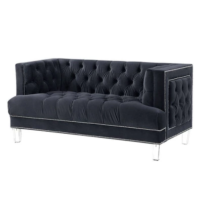 64" Ansario Sofa Charcoal Velvet - Acme Furniture 2 64" Ansario Sofa Charcoal Velvet - Acme Furniture - Image 2