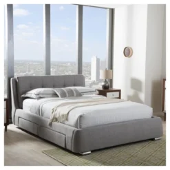 King Camile Modern And Contemporary Fabric Upholstered 4 Drawer Storage Platform Bed Gray - Baxton Studio -Baxton Studio Shop GUEST 8e4ab0e8 fe2f 4796 9242 c39e05e06312