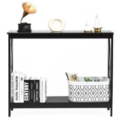 Costway 2-Tier Console Table X-Design Bookshelf Sofa Side Accent Table W/Shelf White BlackEspressoWood Grain -Baxton Studio Shop GUEST 8e701db4 24c4 4d9e 9698 721c3a752428