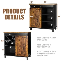Costway Kitchen Buffet Storage Cabinet Sideboard W/Sliding Barn Door Wine Rack -Baxton Studio Shop GUEST 8f3d8e16 6306 4ba1 974a 426046bce5f1