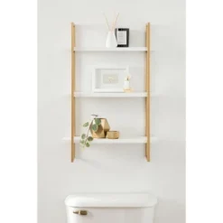 20" X 30" Leigh Wood And Metal Wall Shelf White/Gold - Kate & Laurel All Things Decor -Baxton Studio Shop GUEST 9074cfdb fb7a 467c 9252 5584a5c3aaa1