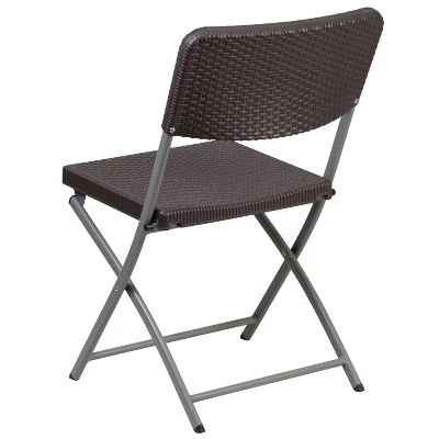 Emma And Oliver 6 Pack Brown Rattan Plastic Folding Chair With Gray Frame - Event Chair 7 Emma And Oliver 6 Pack Brown Rattan Plastic Folding Chair With Gray Frame - Event Chair - Image 7