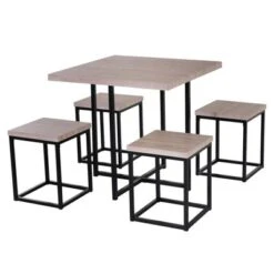 HOMCOM 5 Piece Dining Table Set, Square Kitchen Table Set With Stools For Small Space, Breakfast Nook -Baxton Studio Shop GUEST 91609811 703a 45e3 a29d 48d58b7f8964
