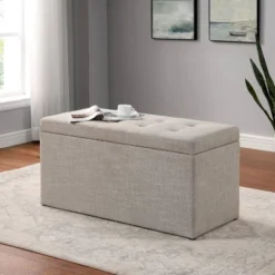 Hilltop Storage Bench With 2 Ottomans Beige - HOMES: Inside + Out -Baxton Studio Shop GUEST 919c788c 6c10 4a36 80d6 98abbba11e31