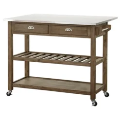Hadley Kitchen Cart Island With Drop Down Shelf Barnwood - Boraam