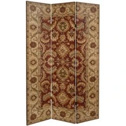6" Double Sided Magic Carpet Canvas Room Divider Beige - Oriental Furniture