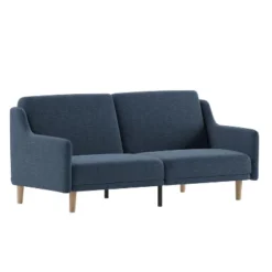 Emma And Oliver Plush Padded Upholstered Split Back Sofa Futon With Smooth Curved Removable Arms And Wooden Legs -Baxton Studio Shop GUEST 9273ed28 1d10 491a 8431 2c7b3d39bd70