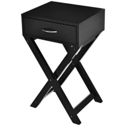 Tangkula Modern Versatile Nightstand X-shape Wooden End Table With Drawer Accent Side Table For Bedroom Black/White -Baxton Studio Shop GUEST 93955319 0af5 469e 94d7 f03201529b15
