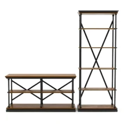 2pc Tullymore Open Shelf Console Table And Bookcase Set - MiBasics -Baxton Studio Shop GUEST 93e384b5 1fd2 413d ab56 5ec04f7f6cc7