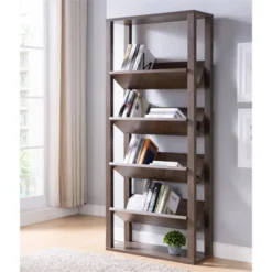 Rubus Wood 5-Shelf 71-Inch Etagere Bookcase In Walnut - Furniture Of America -Baxton Studio Shop GUEST 93fa0283 05c6 4658 a7ca 0b8edb253f18