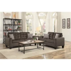 Lantana Tufted Microfiber Loveseat In Chocolate - Lexicon -Baxton Studio Shop GUEST 952322b9 a453 454c bebc 34b6ac292b0f