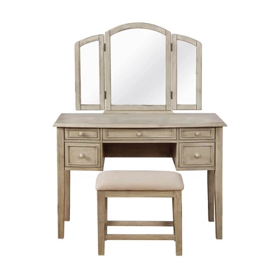 Sophie Vanity And Stool White Wash - Powell Company 2 Sophie Vanity And Stool White Wash - Powell Company - Image 2