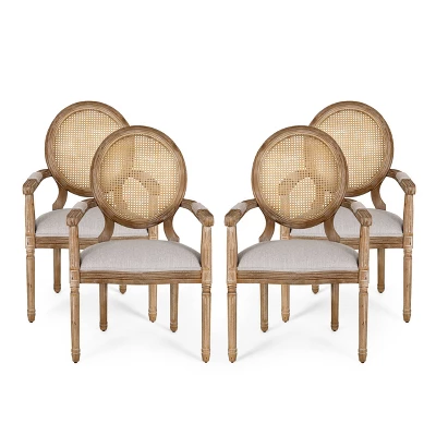 Set Of 4 Judith French Country Wood And Cane Upholstered Dining Chairs - Christopher Knight Home 12 Set Of 4 Judith French Country Wood And Cane Upholstered Dining Chairs - Christopher Knight Home - Image 12