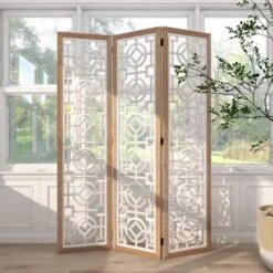 Farmhouse Wood Patterned Room Divider Screen White - Olivia & May -Baxton Studio Shop GUEST 96ad7d9e 9af8 466c 8850 fb8f445b2a20