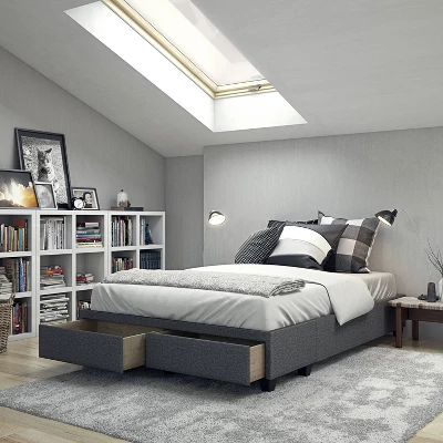 Monica Linen Upholstered Platform Bed With Storage Drawers - Eco Dream 5 Monica Linen Upholstered Platform Bed With Storage Drawers - Eco Dream - Image 5