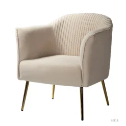 Velvet Barrel Chair With Goden Base Contemporary And Classic Velvet Accent Chair For Living Room | Karat Home -Baxton Studio Shop GUEST 970f2eca 82ff 4f59 b43e 4397f6bea9ac