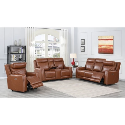 Natalia Power Loveseat Console Recliner Caramel Leather - Steve Silver Co. 16 Natalia Power Loveseat Console Recliner Caramel Leather - Steve Silver Co. - Image 16