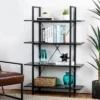 Modern Industry Metal/Wooden 4 Tier Bookcase With Shelves - Glitzhome
