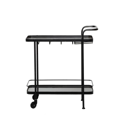 Contemporary Metal Bar Cart Black - Olivia & May 6 Contemporary Metal Bar Cart Black - Olivia & May - Image 6