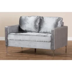 Baxton Studio Clara Velvet Fabric Upholstered 2 Seater Loveseat Gray - BaxtonStudio -Baxton Studio Shop GUEST 981103ea 6f6c 410d 8970 3b0e9fcabfc2