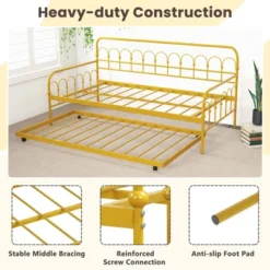 Costway Twin Size Metal Daybed With Trundle Space-Saving Sofa Bed Lockable Wheels Gold 16 Costway Twin Size Metal Daybed With Trundle Space-Saving Sofa Bed Lockable Wheels Gold -Baxton Studio Shop GUEST 982f90a9 f3fe 44b7 9e0d 922a9d9f24b4