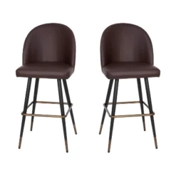 Merrick Lane Set Of 2 Modern Armless Barstools With Contoured Backs, Steel Frames, And Integrated Footrests -Baxton Studio Shop GUEST 98972dfc 3413 483a 80c8 5f9fb3dce036