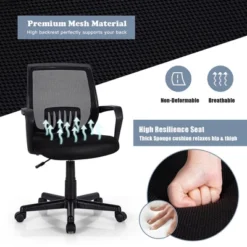 Costway Mid-Back Office Executive Chair Mesh Chair Height Adjustable W/ Lumbar Support 16 Costway Mid-Back Office Executive Chair Mesh Chair Height Adjustable W/ Lumbar Support -Baxton Studio Shop GUEST 98c51f46 e3d0 4752 9cf6 8e0b01172c61