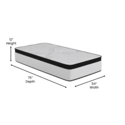 Merrick Lane 12 Inch Extra Firm Hybrid Pocket Spring & CertiPUR-US Certified Foam Mattress In A Box -Baxton Studio Shop GUEST 98d390f1 a799 4926 8cc6 5f5100e71f13