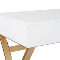Juliette Vanity Desk Gold Legs With Top White - OSP Home Furnishings -Baxton Studio Shop GUEST 99274e78 2d0d 4e5e b218 4e6bc6a830a5