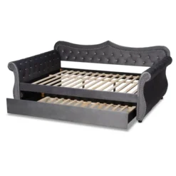 Abbie Velvet Fabric Upholstered Crystal Tufted Daybed With Trundle - Baxton Studio -Baxton Studio Shop GUEST 99e652f5 b57e 4b84 9aa9 a652e2ffd6cd