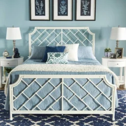 Queen Brinley Geometric Mosaic Metal Bed White - Inspire Q 11 Queen Brinley Geometric Mosaic Metal Bed White - Inspire Q -Baxton Studio Shop GUEST 9ac52d63 023c 4659 b361 24213c6b76fb