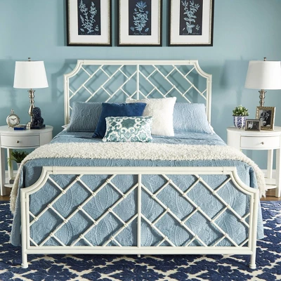 Queen Brinley Geometric Mosaic Metal Bed White - Inspire Q 4 Queen Brinley Geometric Mosaic Metal Bed White - Inspire Q - Image 4
