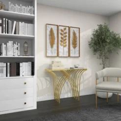 Metal And Mirror Art Deco Console Table Gold - Olivia & May -Baxton Studio Shop GUEST 9acaebb9 1b4b 4eec b3fb 4a5b5f25668f