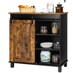 Costway Kitchen Buffet Storage Cabinet Sideboard W/Sliding Barn Door Wine Rack -Baxton Studio Shop GUEST 9b8da4cc c5f6 47cc 8547 64c2d0f3314f