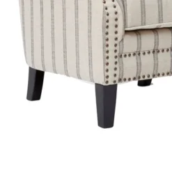 Fabric Upholste Wooden Accent Chair With Nail Head Trim White/Gray - Benzara -Baxton Studio Shop GUEST 9bdcbec0 6e3f 4dfc 8899 f119812d5a8c