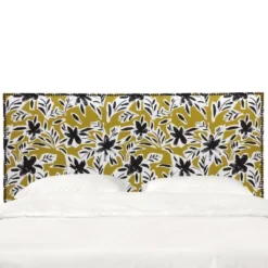 Arcadia Nail Button Botanical Printed Headboard - Skyline Furniture