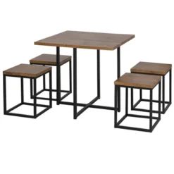 HOMCOM 5 Piece Dining Table Set, Square Kitchen Table Set With Stools For Small Space, Breakfast Nook -Baxton Studio Shop GUEST 9c566aac 5c7a 4d3a a1a5 9d53eab9c3b3