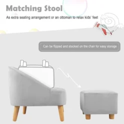 Costway Kids Sofa Chair W/ Ottoman Toddler Single Sofa Velvet Upholstered Couch GreyPink -Baxton Studio Shop GUEST 9c9085b3 dc21 4f7d be91 d31a6a6883e6