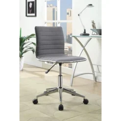 Simple Relax Fabric Upholstered Office Chair With Armless In Grey And Chrome