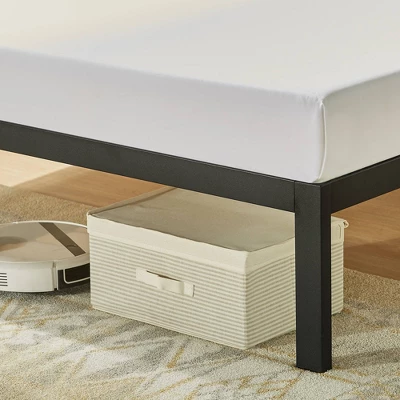 Hylle Metal Platform Bed With Low Headboard Shelf Black - Mellow 2 Hylle Metal Platform Bed With Low Headboard Shelf Black - Mellow - Image 2